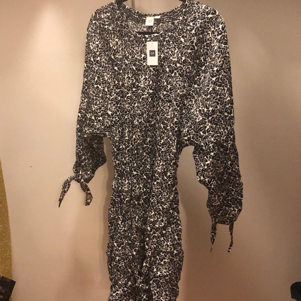 Gap Medium Black Print Dress NWT